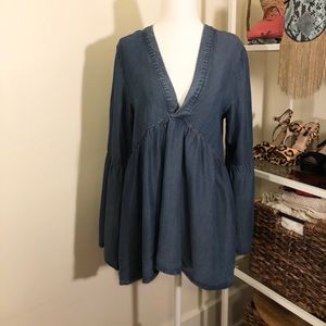 H&M Chambray Bell Sleeved Shirt